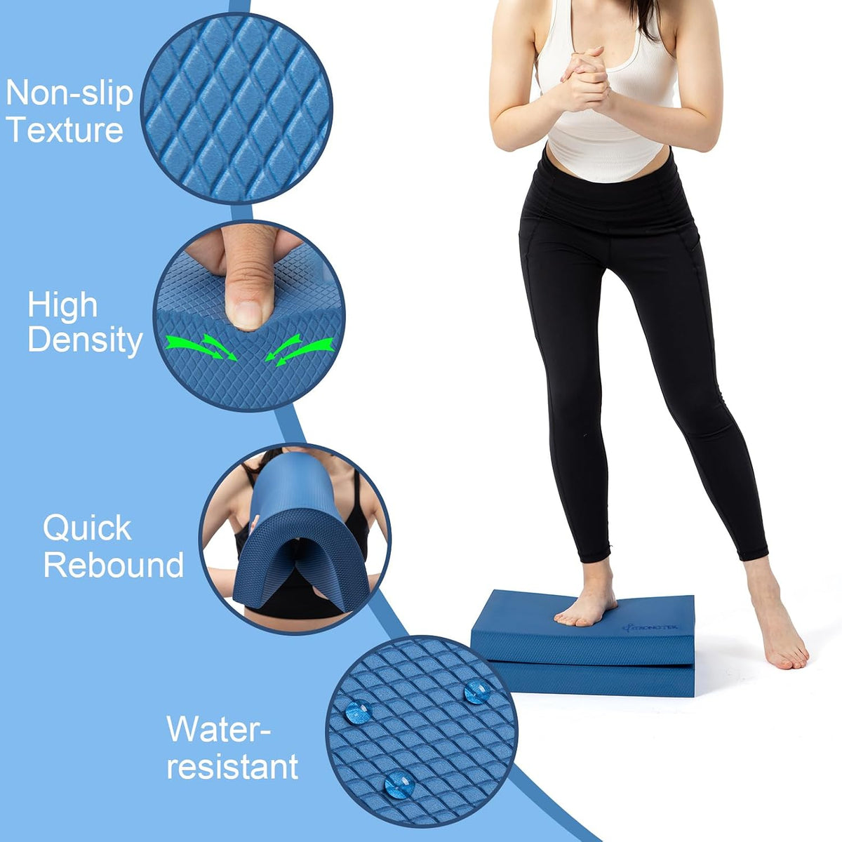 Foam Balance Pad, High-Density TPE, 15.8 x 13 x 2 in, Non-Slip