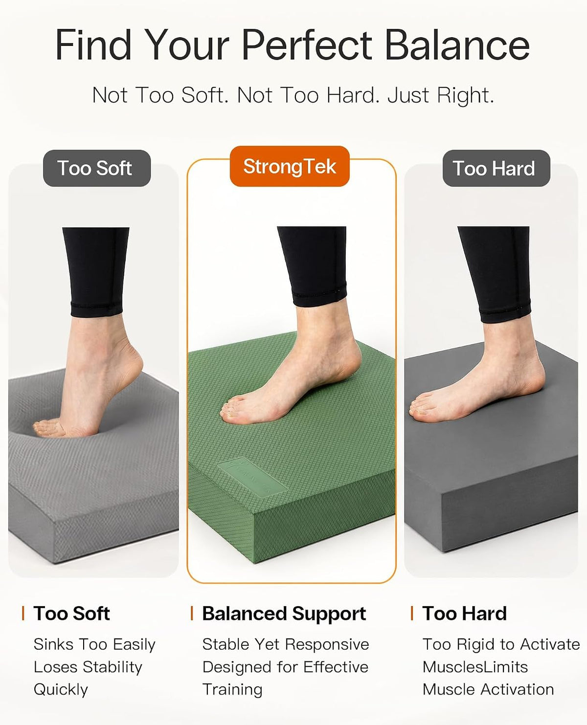 Foam Balance Pad, High-Density TPE, 15.8 x 13 x 2 in, Non-Slip