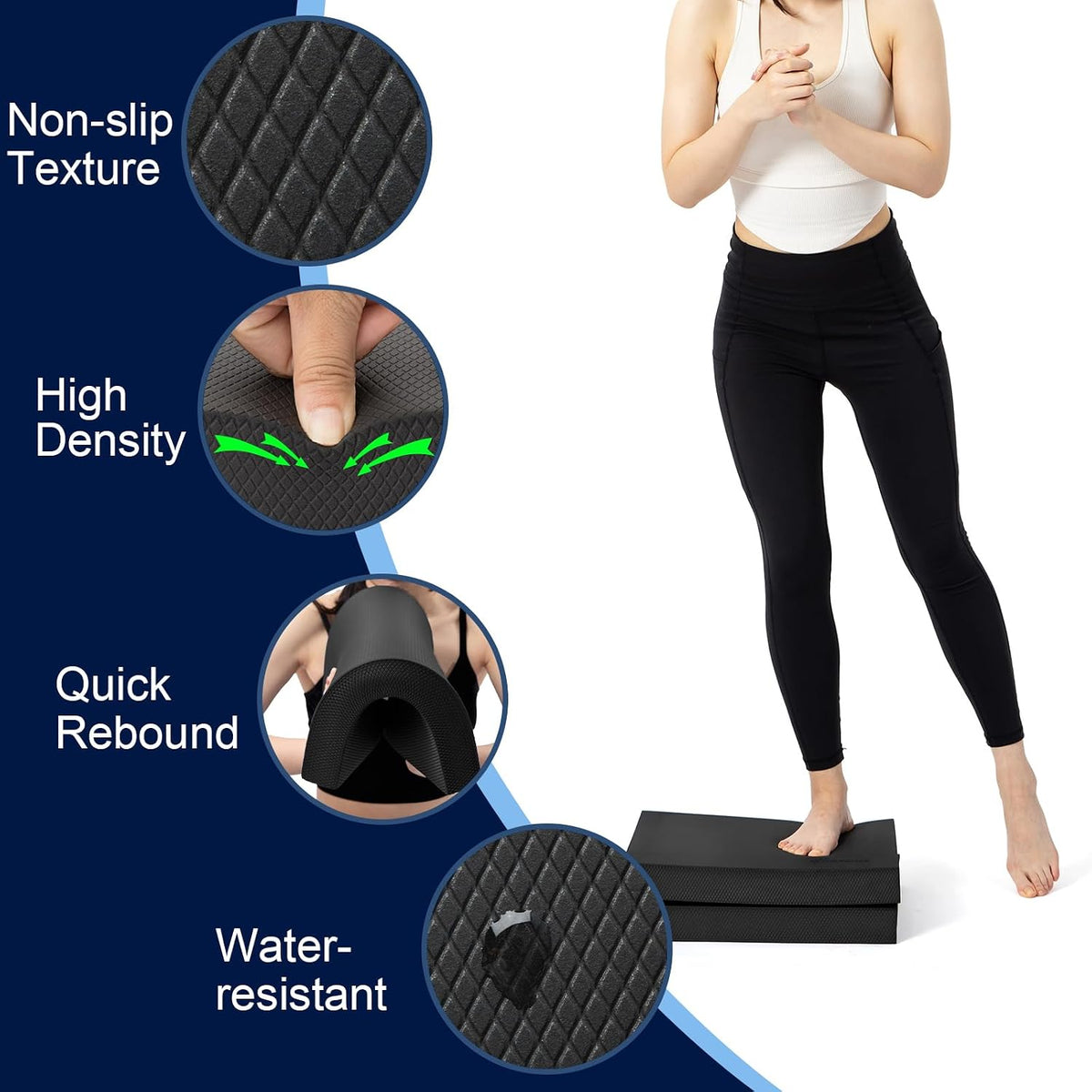 Foam Balance Pad, High-Density TPE, 15.8 x 13 x 2 in, Non-Slip