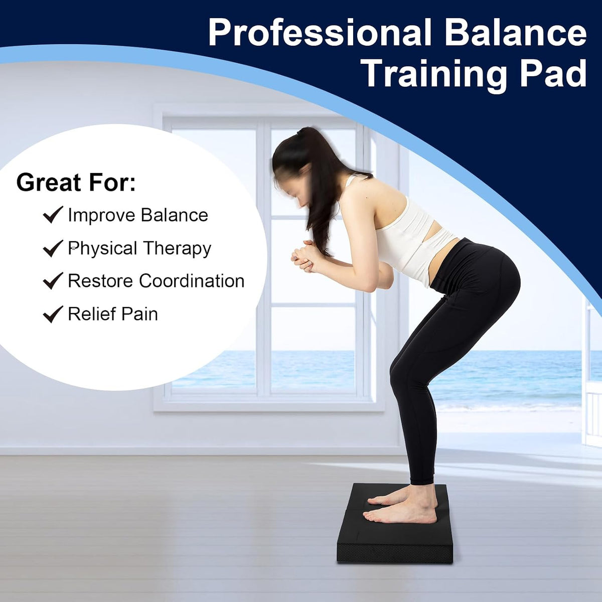 Foam Balance Pad, High-Density TPE, 15.8 x 13 x 2 in, Non-Slip