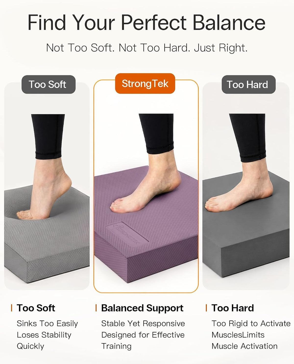 Foam Balance Pad, High-Density TPE, 15.8 x 13 x 2 in, Non-Slip