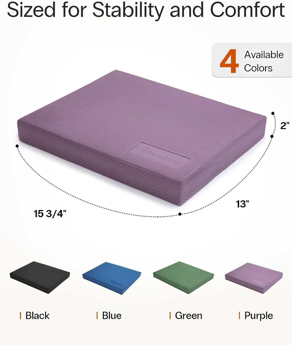 Foam Balance Pad, High-Density TPE, 15.8 x 13 x 2 in, Non-Slip