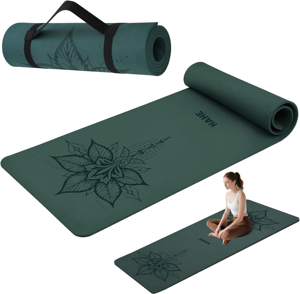 Yoga Mat Thick (8MM,1/3"), Eco-Friendly POE Non Slip Yoga Mat, High Rebound & Shock Absorption, Anti-Tear & Sweat-Resistant for Yoga, Fitness, Home, Workouts, Large Pilates Mats 72"x24" with Carrying Strap