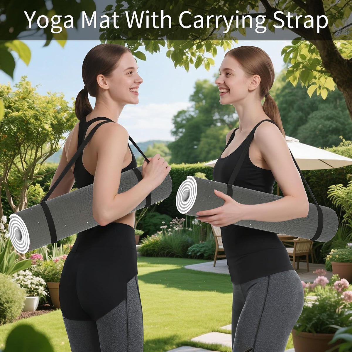 Yoga Mat Thick (8MM,1/3"), Eco-Friendly POE Non Slip Yoga Mat, High Rebound & Shock Absorption, Anti-Tear & Sweat-Resistant for Yoga, Fitness, Home, Workouts, Large Pilates Mats 72"x24" with Carrying Strap