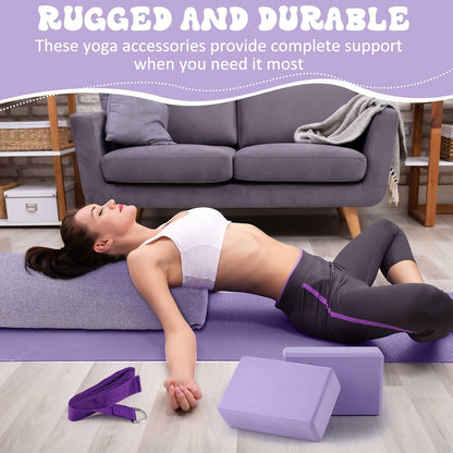 4 Pcs Yoga Bolster Pillow Blocks with Strap Set