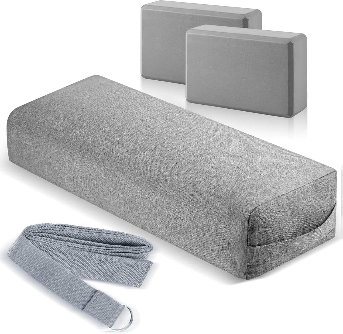4 Pcs Yoga Bolster Pillow Blocks with Strap Set
