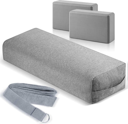 4 Pcs Yoga Bolster Pillow Blocks with Strap Set
