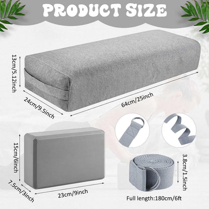 4 Pcs Yoga Bolster Pillow Blocks with Strap Set