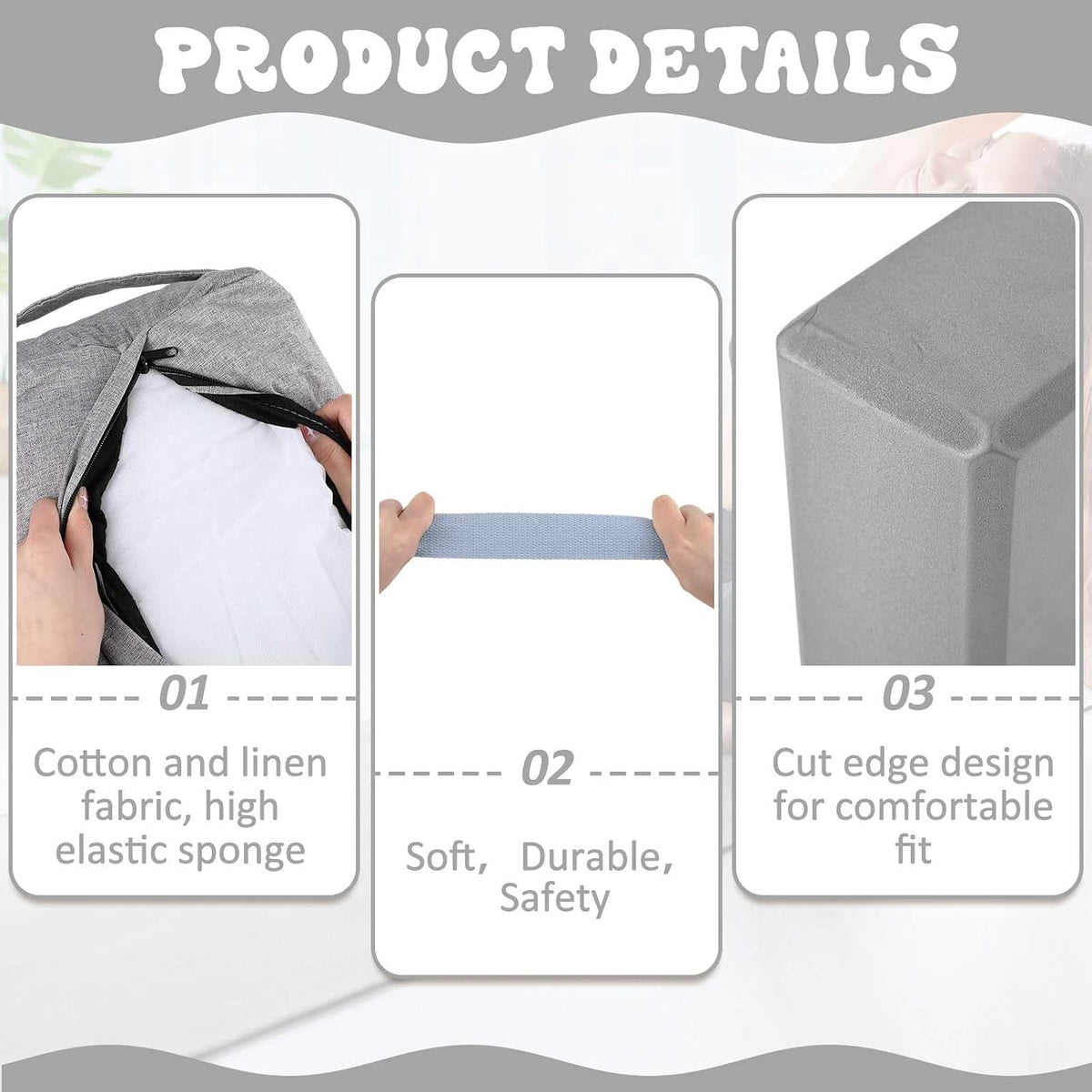 4 Pcs Yoga Bolster Pillow Blocks with Strap Set