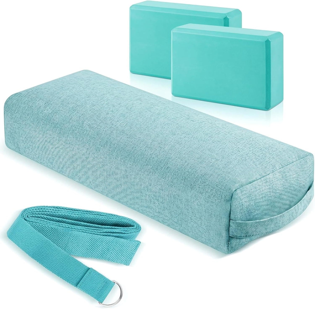 4 Pcs Yoga Bolster Pillow Blocks with Strap Set