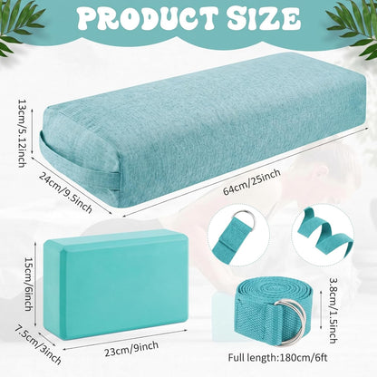4 Pcs Yoga Bolster Pillow Blocks with Strap Set