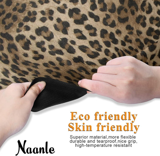 Leopard Yoga Mat with Carrying Bag Set, Leopard Print Exercise Mat Foldable Non Slip Travel Lightweight Workout Rug for Home Gym Yoga Pilates Stretching Floor Fitness 71x26 in