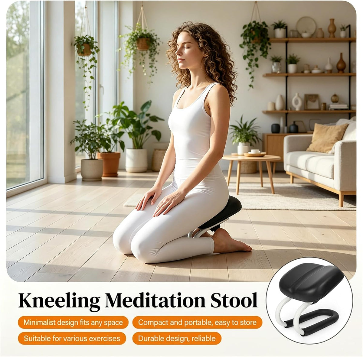 Adjustable Meditation Bench Kneeling Stool for Yoga & Prayer