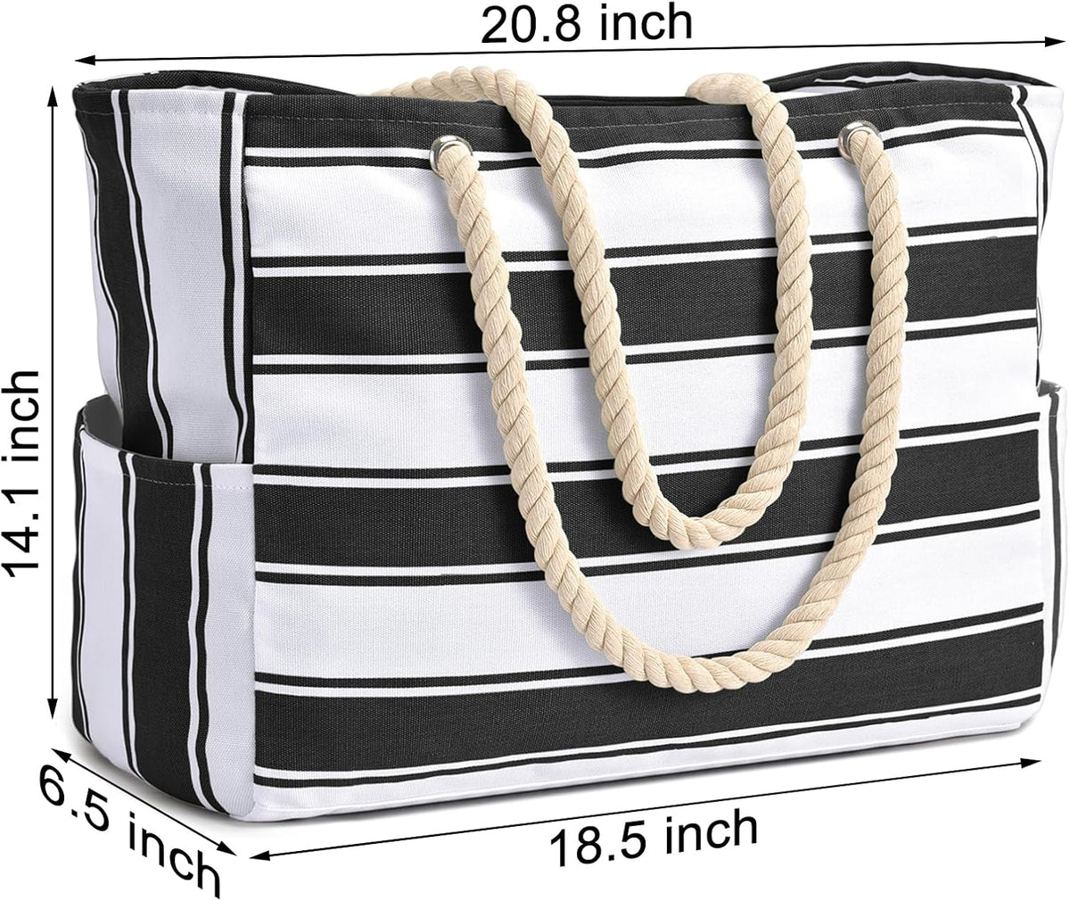 Becokan Beach Bags for Women Large Waterproof Beach Tote Bag Zipper Beach Bags Waterproof Sandproof Swim Pool Bag Large Tote