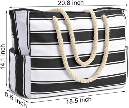 Becokan Beach Bags for Women Large Waterproof Beach Tote Bag Zipper Beach Bags Waterproof Sandproof Swim Pool Bag Large Tote