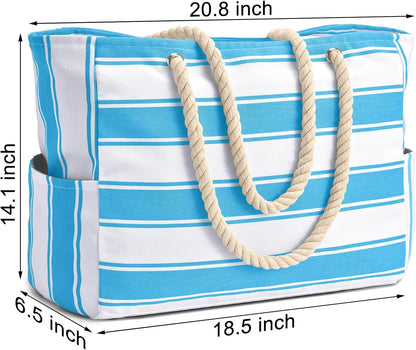 Becokan Beach Bags for Women Large Waterproof Beach Tote Bag Zipper Beach Bags Waterproof Sandproof Swim Pool Bag Large Tote