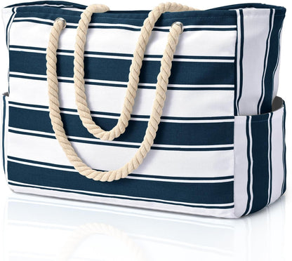 Becokan Beach Bags for Women Large Waterproof Beach Tote Bag Zipper Beach Bags Waterproof Sandproof Swim Pool Bag Large Tote