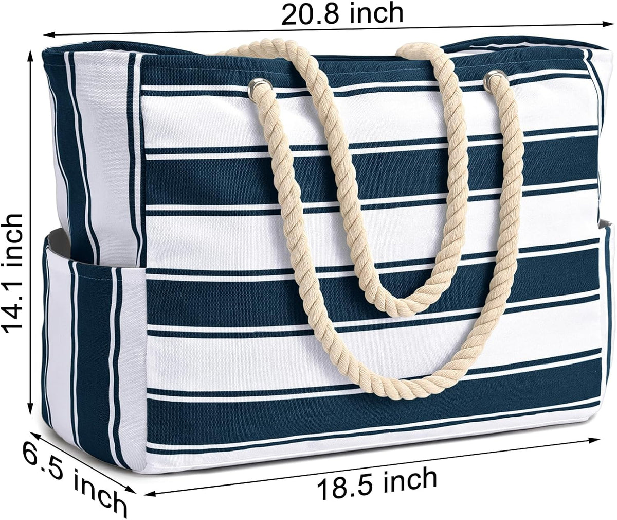 Becokan Beach Bags for Women Large Waterproof Beach Tote Bag Zipper Beach Bags Waterproof Sandproof Swim Pool Bag Large Tote