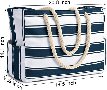 Becokan Beach Bags for Women Large Waterproof Beach Tote Bag Zipper Beach Bags Waterproof Sandproof Swim Pool Bag Large Tote