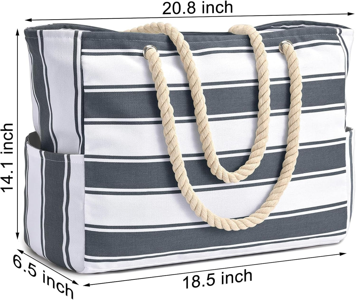 Becokan Beach Bags for Women Large Waterproof Beach Tote Bag Zipper Beach Bags Waterproof Sandproof Swim Pool Bag Large Tote