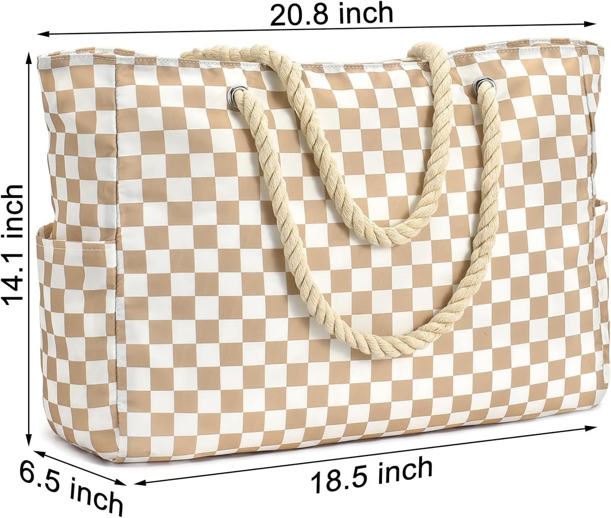 Becokan Beach Bags for Women Large Waterproof Beach Tote Bag Zipper Beach Bags Waterproof Sandproof Swim Pool Bag Large Tote