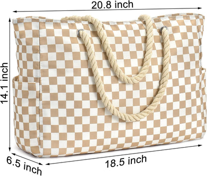 Becokan Beach Bags for Women Large Waterproof Beach Tote Bag Zipper Beach Bags Waterproof Sandproof Swim Pool Bag Large Tote