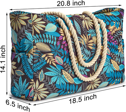 Becokan Beach Bags for Women Large Waterproof Beach Tote Bag Zipper Beach Bags Waterproof Sandproof Swim Pool Bag Large Tote