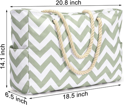 Becokan Beach Bags for Women Large Waterproof Beach Tote Bag Zipper Beach Bags Waterproof Sandproof Swim Pool Bag Large Tote