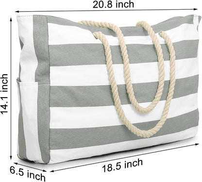 Becokan Beach Bags for Women Large Waterproof Beach Tote Bag Zipper Beach Bags Waterproof Sandproof Swim Pool Bag Large Tote