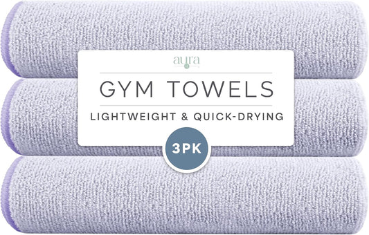 . Microfiber Gym Towels, 3 Pack, 16" x 27", Purple