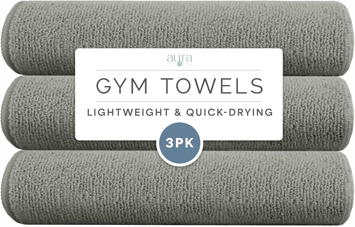 . Microfiber Gym Towels, 3 Pack, 16" x 27", Purple