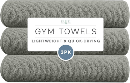 . Microfiber Gym Towels, 3 Pack, 16" x 27", Purple