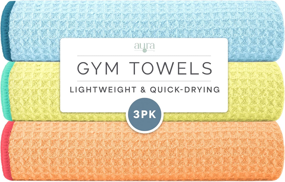 . Microfiber Gym Towels, 3 Pack, 16" x 27", Purple