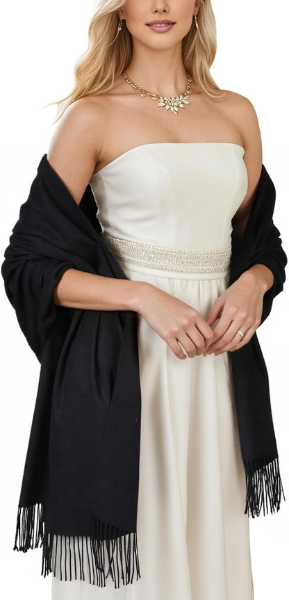 Women's Pashmina Shawl Wraps Large Cozy Scarf for Wedding Bridal Evening