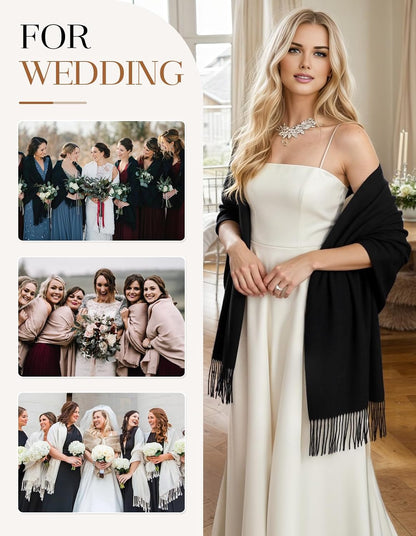Women's Pashmina Shawl Wraps Large Cozy Scarf for Wedding Bridal Evening