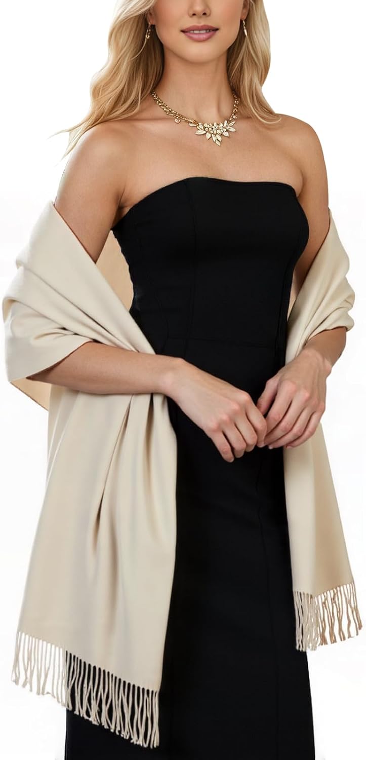 Women's Pashmina Shawl Wraps Large Cozy Scarf for Wedding Bridal Evening