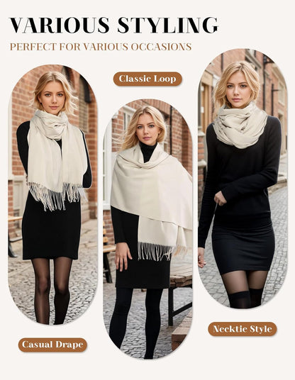 Women's Pashmina Shawl Wraps Large Cozy Scarf for Wedding Bridal Evening