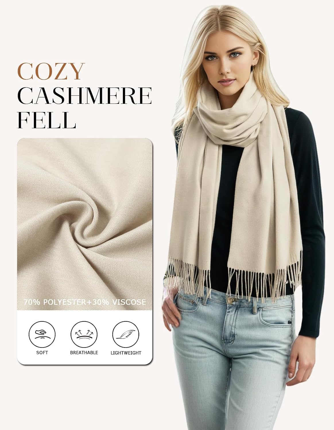 Women's Pashmina Shawl Wraps Large Cozy Scarf for Wedding Bridal Evening