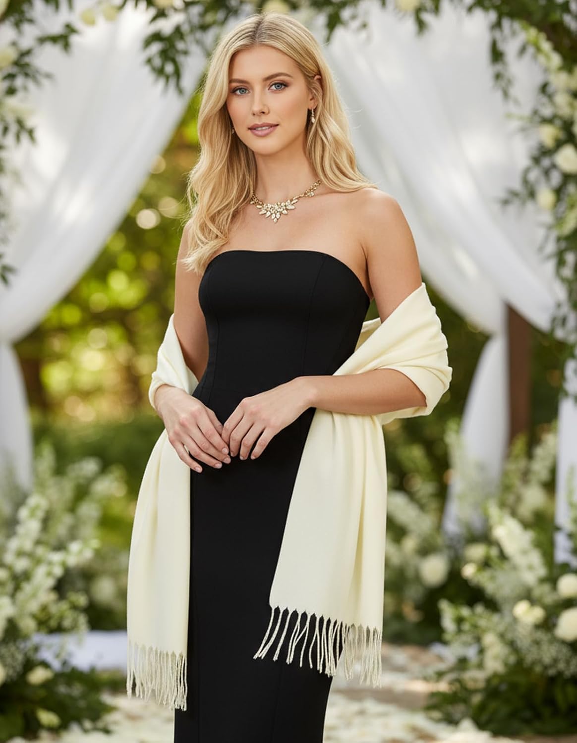 Women's Pashmina Shawl Wraps Large Cozy Scarf for Wedding Bridal Evening