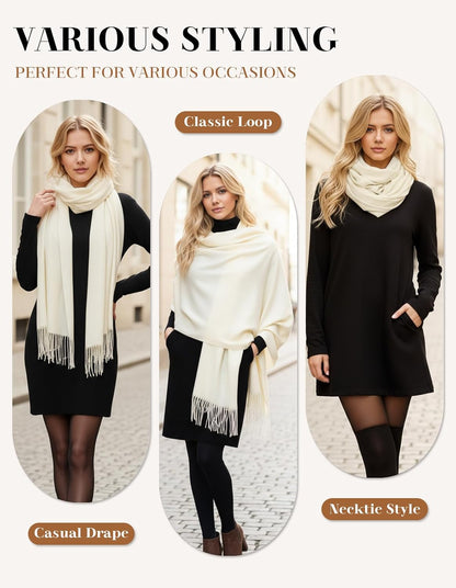 Women's Pashmina Shawl Wraps Large Cozy Scarf for Wedding Bridal Evening