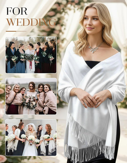 Women's Pashmina Shawl Wraps Large Cozy Scarf for Wedding Bridal Evening