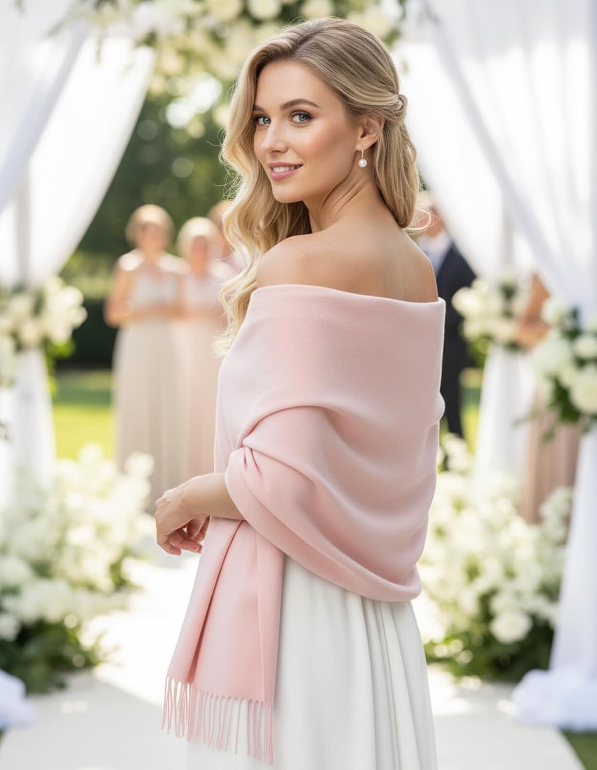 Women's Pashmina Shawl Wraps Large Cozy Scarf for Wedding Bridal Evening