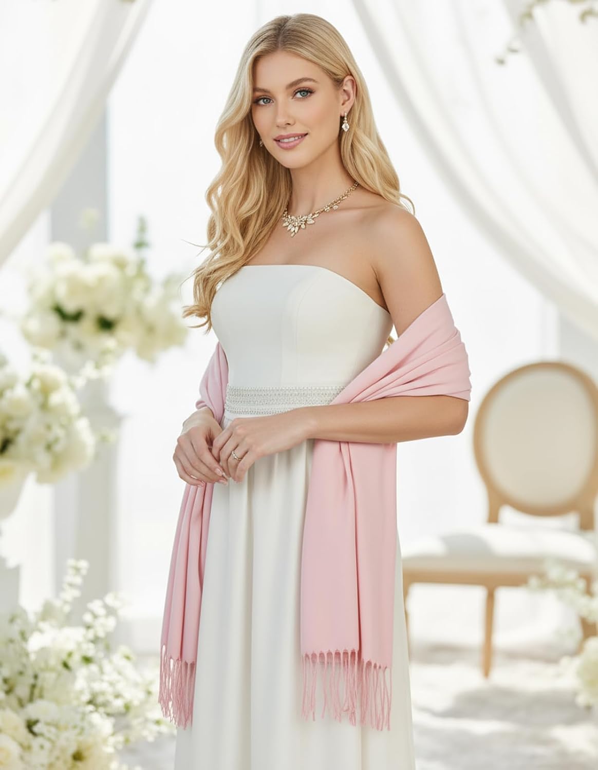 Women's Pashmina Shawl Wraps Large Cozy Scarf for Wedding Bridal Evening