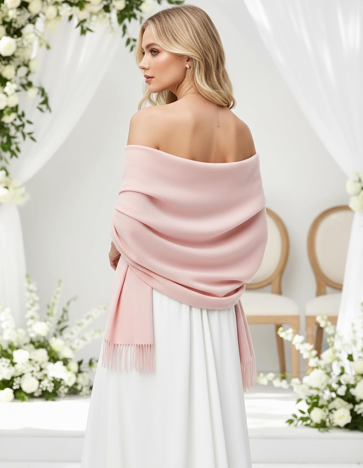 Women's Pashmina Shawl Wraps Large Cozy Scarf for Wedding Bridal Evening