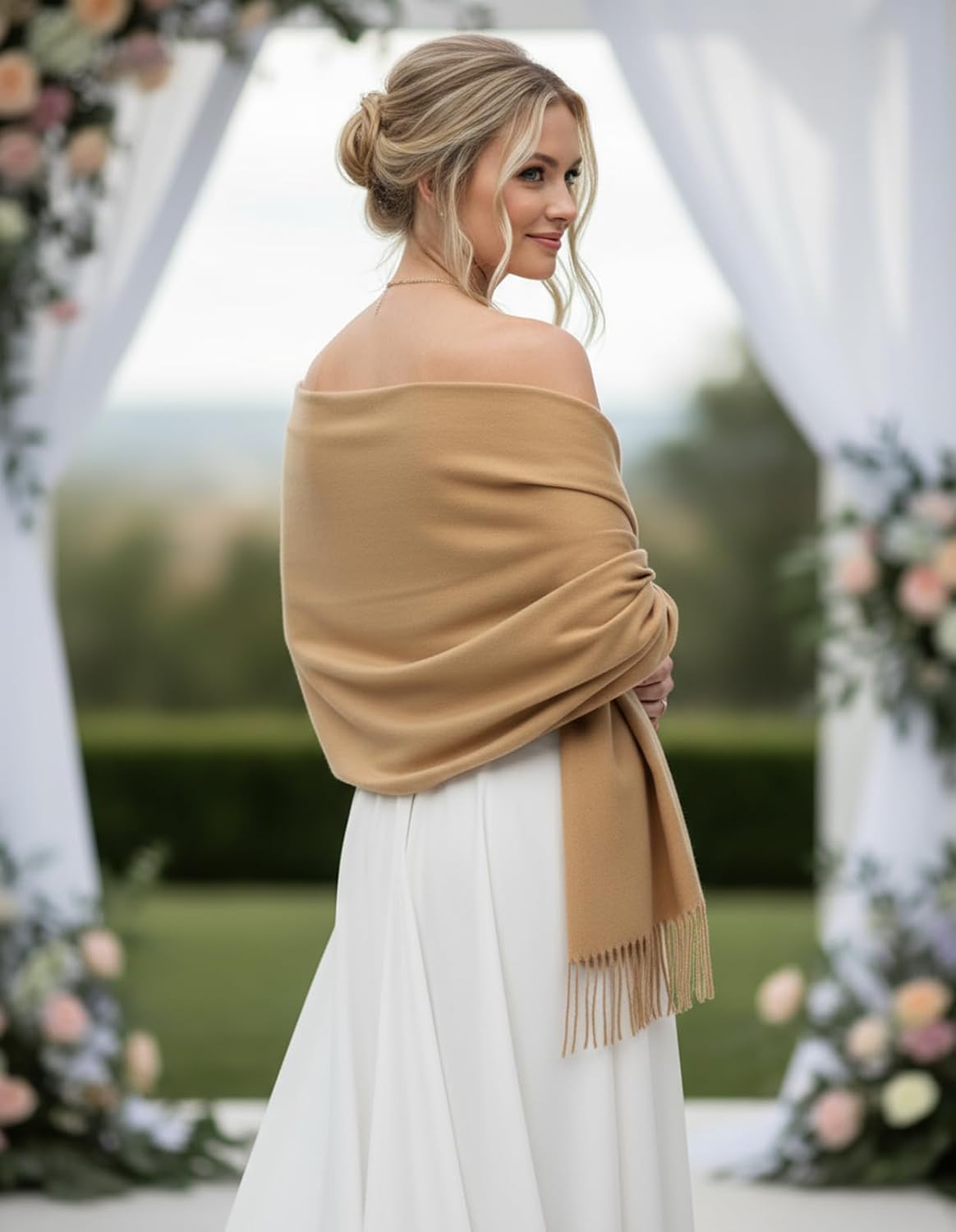 Women's Pashmina Shawl Wraps Large Cozy Scarf for Wedding Bridal Evening
