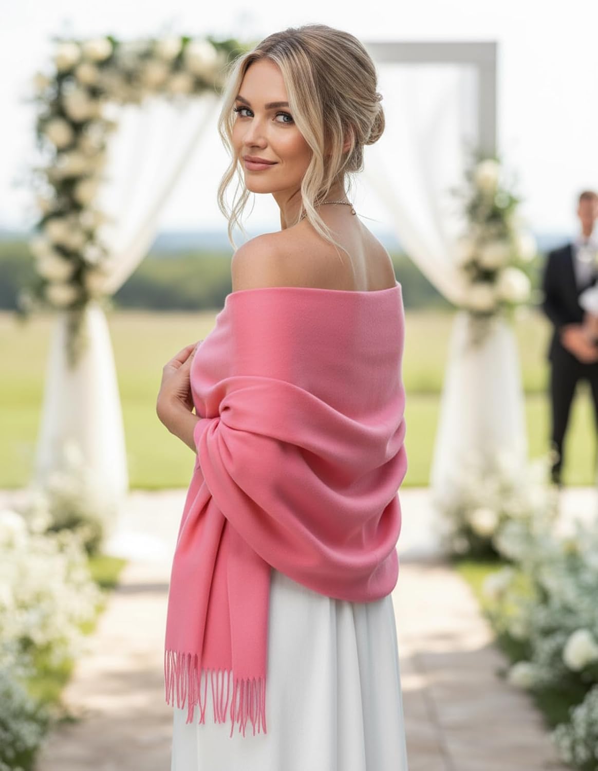 Women's Pashmina Shawl Wraps Large Cozy Scarf for Wedding Bridal Evening