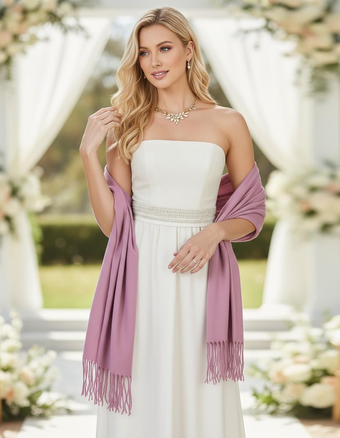 Women's Pashmina Shawl Wraps Large Cozy Scarf for Wedding Bridal Evening