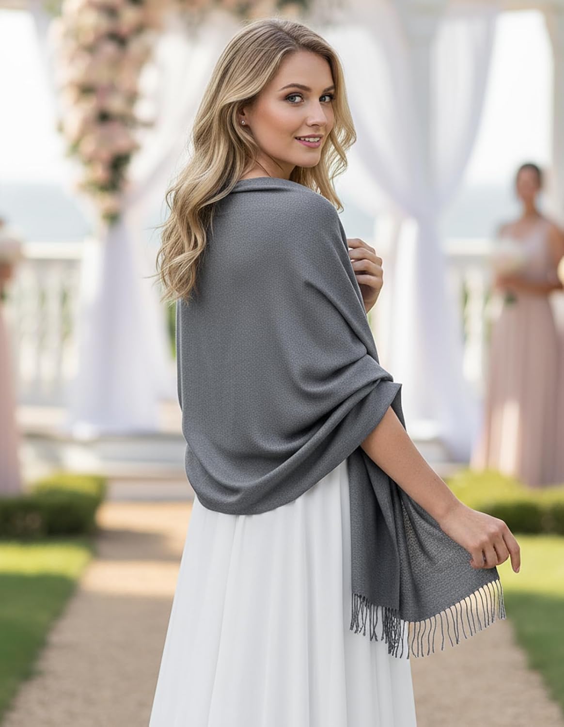Women's Pashmina Shawl Wraps Large Cozy Scarf for Wedding Bridal Evening