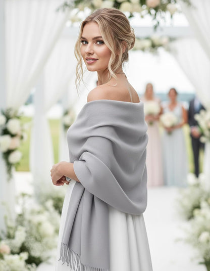 Women's Pashmina Shawl Wraps Large Cozy Scarf for Wedding Bridal Evening