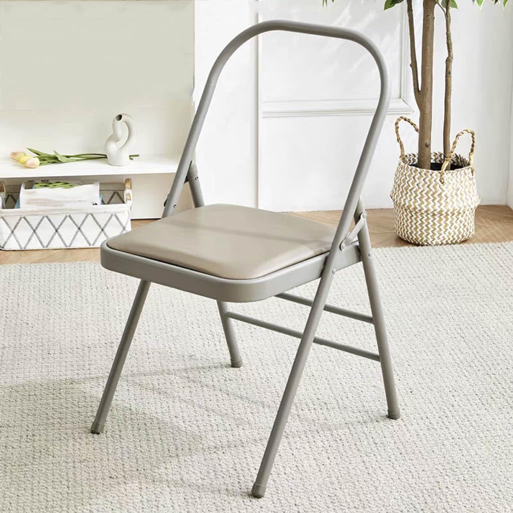 Pilates Yoga Chair,Backless Yoga Chair Prop,Yoga Chair Iyengar,Yoga Inversion Chair,Metal Folding Chair,Brown